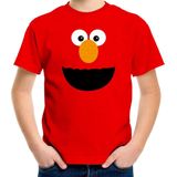 Rode Cartoon Knuffel Gezicht Verkleed T-shirt Rood Voor Kinderen