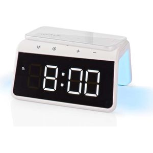 Nedis - WCACQ30WT - Wekker - Wit - Draadloze Lader - 2 Alarmtijden