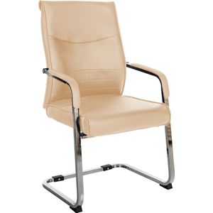 CLP Hobart Eetkamerstoel - Bezoekersstoel - Met armleuning - Verchroomd frame - khaki Kunstleer