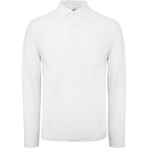 Men's Long Sleeve Polo 'ID.001' Wit B&C Collectie maat 4XL