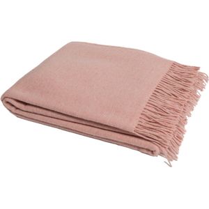 WOOOL® | Wollen Plaid | MERINO Dubbelzijdig (Roze - Creme) | 140x200cm | 80% Merino Wol - 20% Nylon | Deken