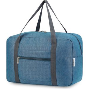 Handbagage, 40 x 20 x 25 cm, handbagage, tas voor vliegtuig, opvouwbare reistas voor dames en weekends, handbagage, koffer, 20 liter, Donkerblauw, marineblauw