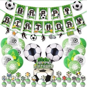 Bollabon® - Voetbal Versiering Verjaardag - Voetbal Vlaggenlijn - Voetbal Slingers - Voetbal Prikkers voor Voetbal Traktatie - Happy Birthday Slinger - Voetbal Taart Decoratie - Verjaardag Voetbal Thema