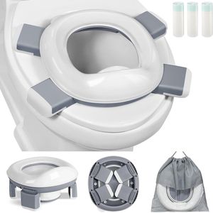 2-in-1 Buiten Potje voor Kleuters - Draagbare Toiletbril en Potjestraining voor Kinderen van 1-4 Jaar - Inclusief 60 Potty Liners, Opvouwbaar en Ideaal voor Campings