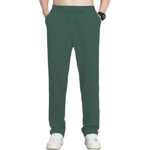 Livano Linnen Broek Heren - Zomerbroek - Volwassenen - Lange Broek - Pantalon - Strandbroek - Zomer - Ibiza Stijl - Donkergroen - Maat M