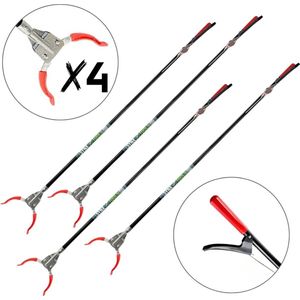 Synx Tools Afvalgrijper 4stuks - met lange steel - 110cm - afvalgrijper voor zwerfvuil - afval grijper
