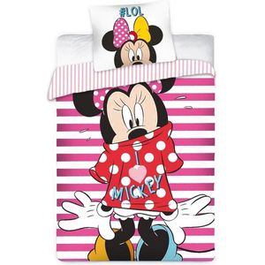 Minnie Mouse Dekbedovertrek #LOL - Eenpersoons - 140x200 cm - Roze