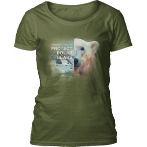 Ladies T-shirt Protect Polar Bear Green XL