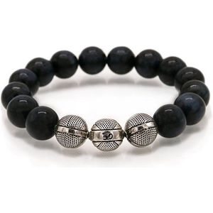 Edelsteen armband - Blauwe Tijgeroog 12MM - 925 Sterling Zilver - Natuursteen armband - Valentijn cadeautje voor hem - Heren armband kralen - Cadeau voor man - InfinityBeads.nl
