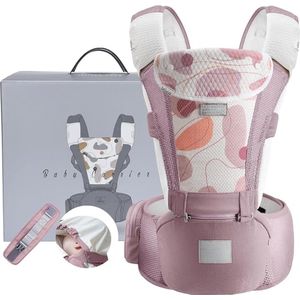 draagzak voor 0-36 maanden, 3D Air Mesh draagzak rugzak voor pasgeborenen tot peuters, veiligheidsnorm goedgekeurd, ergonomische baby heupzitje 6 in 1 voordrager (Pink)