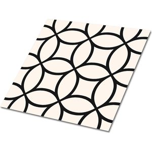 Tulup PVC Tegels - Abstracte Cirkels Vinyl Tegels - 30 cm x 30 cm - Zwart Vinyl Tegels Zelfklevend - Verpakking van 9 stuks - Vloer Tegels PVC - Geometrisch Plaktegels - Zelfklevende Vinyltegels - Plaktegels keuken en Badkamer