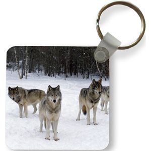 Sleutelhanger - Wolf - Sneeuw - Canada - Plastic - Rond - Uitdeelcadeautjes