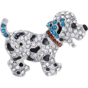 Fako Bijoux® - Broche - Puppy - Kristal - 53x40mm - Blauw