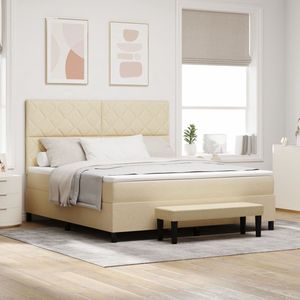 vidaXL - Boxspring - Bed - met - Matras - & - Bank - Crème - 180x200 - cm - Stof