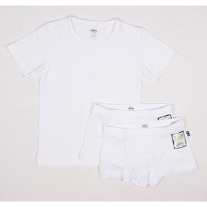 Woody ondergoed set jongens - wit - 1 onderhemd en 2 boxers - maat 176