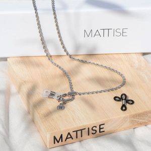 MATTISE Zilver Unisex Staal Gewoven Brillenkoord — Brillenkoordje Dames en Heren — Zilveren Lang Zonnebril Koordje — Brilketting Brilkoord Chain Ketting