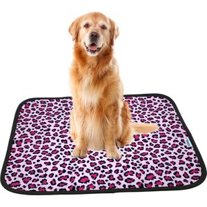 XL Puppy training pad - Plasmat - leopard roze - 75 x 80 cm - Hondentoilet - Herbruikbaar - Wasbaar