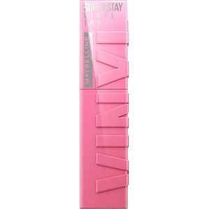 Maybelline New York SuperStay Vinyl Ink Longwear Liquid Lipstick - 155 Upbeat - vloeibare lippenstift - voor een schitterende glans en intense kleur - blijft tot wel 16 uur zitten - geeft niet af - roze