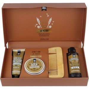 100%LEUK - Stoere mannen pakket - Cadeaupakket voor hem - Giftset met douchegel, wax en kam - Cadeau voor hem - Mannencadeau - Mannen cadeau