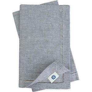 4 x stoffen servetten servetten stof linnen servetten Scandi met holle zoom -100% linnen, grijs (44 x 44 cm)