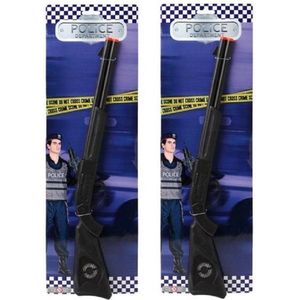 2x Politie/militair speelgoed verkleed/geweer 56 cm - Leger/politie verkleedaccessoires