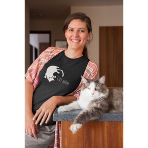 CAT MOM | Cadeau voor haar | Kat Shirt | Tee | Trendy | Grappig | Uniek | Katten Moeder | Vrouw Maat XL