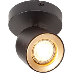 Moderne spot vierkant Solare | 1 lichts | zwart | goud | metaal | 11 cm plaat | hal / woonkamer lamp | modern / design | Freelight
