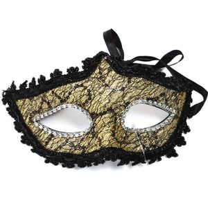 Venetiaanse masker - Goud en Zwart - Met Kant - Verkleedkleding