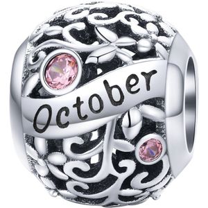 Geboortesteen maand Oktober bedel | Roze zirkonia | bedels beads cadeau | Zilverana | geschikt voor alle bekende merken | 925 zilver | moederdag