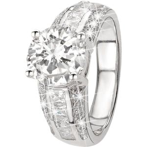 Lucardi Dames Ring met zirkonia - Ring - Cadeau voor vrouwen - Echt Zilver - Zilverkleurig