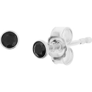 YO&NO - Oorbellen - Zilver - Oorknoppen - Zirkonia - Zwart - Rond - 2.5mm - Sieraden vrouw - Heren - Zilver 925
