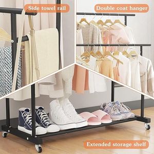 Kledingkast open, kledingrek, kledingstang, garderobe 45D x 101W x 121H centimetres
