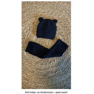 Sarlini muts + sjaal zwart 6-12 maanden