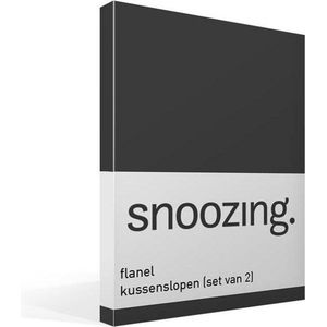 Snoozing - Flanel - Kussenslopen - Set van 2 - 40x60 cm - Antraciet
