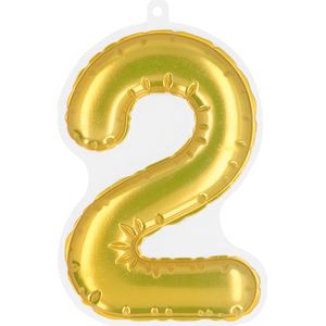Boland - Folieballon sticker '2' goud Goud - Black & Gold - Black & Gold - Verjaardag - Jubileum - Raamsticker - NYE