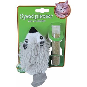 Gebr. de Boon Kattenspeelgoed - Das met kattenkruid - Speeldier met catnip - Kattenkruid - Vulbaar - Grijs