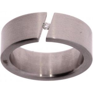 Ring - Dames - Staal met diamant - Xen - maat 55 - Verlinden juwelier