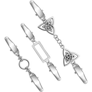 Allecto Plus - 3 stuks Decoratieve Cardiganclips voor Vrouwen - Broche voor Truien en Vesten - Zilver - Vintage Stijl - Metalen Clips - Ideaal voor Gebreide Jassen en Sjaals