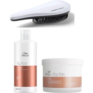 Wella Professionals - Fusion Set - Intense Herstel - 500ML - Shampoo + Masker + KG Ontwarborstel