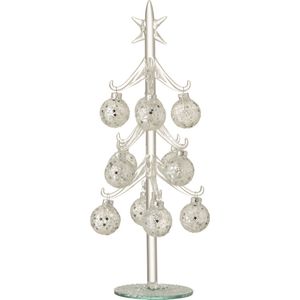 J-Line Kerstboom met ballen Sterretjes - glas - zilver - medium