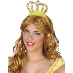 Prinses/koningin verkleed diadeem met gouden kroon