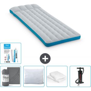 Intex Campingmat - Twijfelaar - 72 x 189 x 20 cm - Blauw - Inclusief Hoeslaken - Kussen - Pomp - Reparatieset en Kussenbeschermer