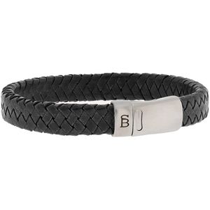 STEEL & BARNETT ® - Leren armband - heren - Cornall Leren Armband Zwart - Zwart - 18.5 CM