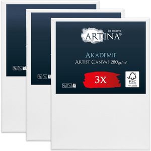 Artina Akademie – Set van 3 Schilderdoeken Canvas 60x80 cm – Spieraam van FSC® Hout – Wit Canvas 100% Katoen – 280 g/m149