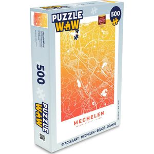 Puzzel Stadskaart - Mechelen - België - Oranje - Legpuzzel - Puzzel 500 stukjes - Plattegrond