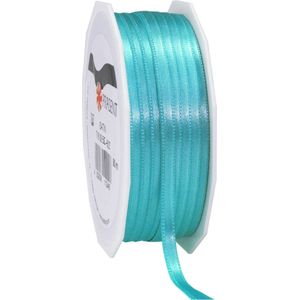 1x Luxe Hobby/decoratie turquoise satijnen sierlinten 0,6 cm/6 mm x 50 meter- Luxe kwaliteit - Cadeaulint satijnlint/ribbon