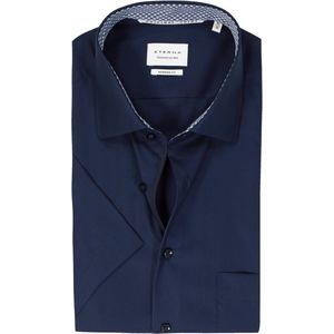 ETERNA modern fit overhemd korte mouw - popeline - donkerblauw - Strijkvrij - Boordmaat: 38