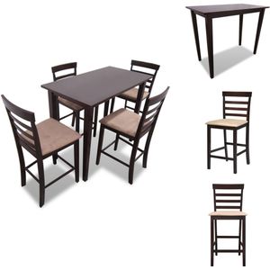 vidaXL Eetkamertafel En Eetkamerstoel - Eetkamertafels En Eetkamerstoelen - Eetkamer Set - Keukentafel - Bartafel met 4 barstoelen set hout bruin