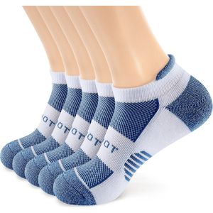 Monfoot - Blauwe Enkel Sportsokken - Heren, Dames, Unisex - Blauw - 5 paar - met Demping