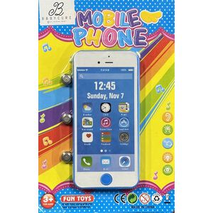 Babycure Blauw speelgoed mobiel iPhone | Leerzaam speelgoed | Educatieve telefoon | Inclusief batterijen | Leuk om kado te geven!